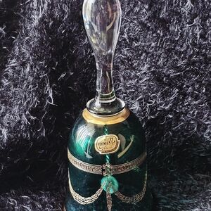 Bohemia Czechoslovakia Elegant Green Glass Holiday Bell